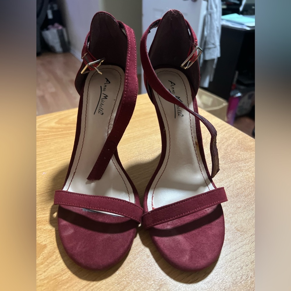 Burgundy high heel shoes